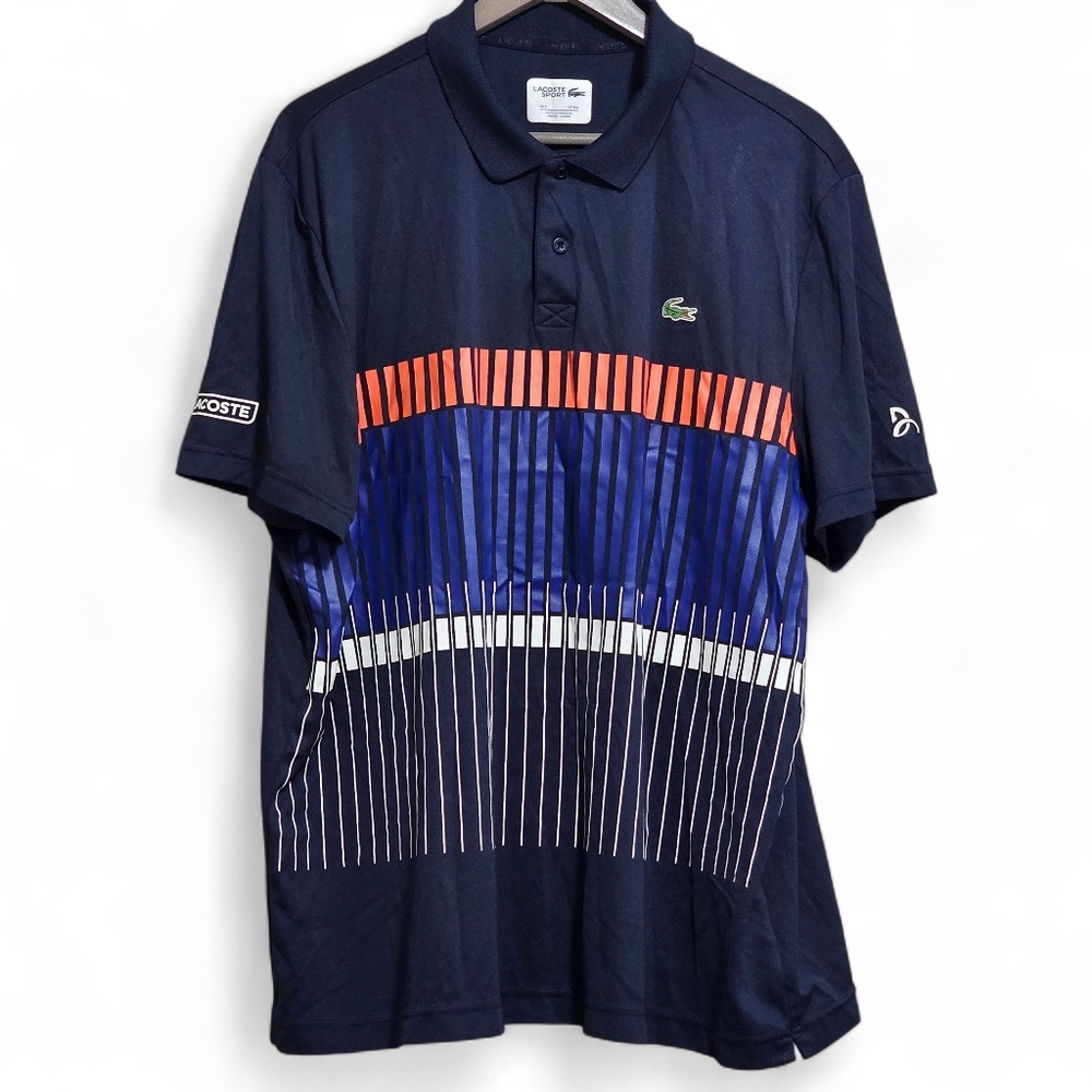 Lacoste Sport Mens size 8 3XL Novak Djokovic Tennis Golf Shirt Speed Graphic EUC